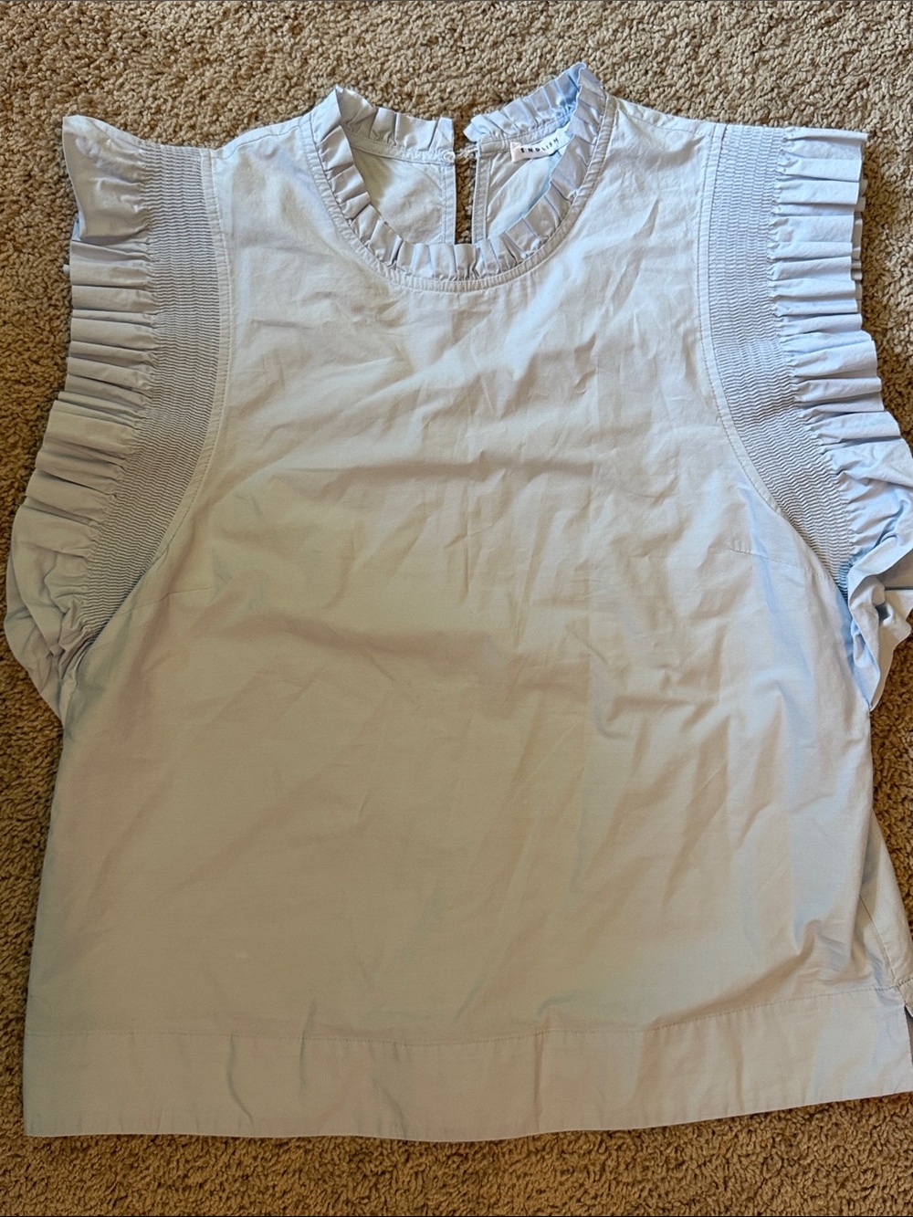 English Factory Light Blue Ruffled Sleeve Blouse